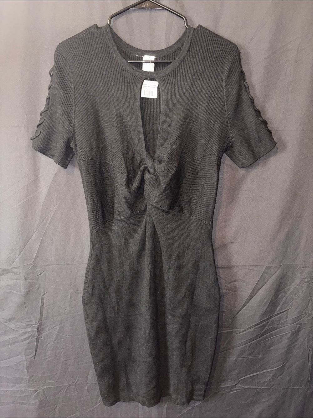 Derek Heart Twist-Front Ribbed Dress